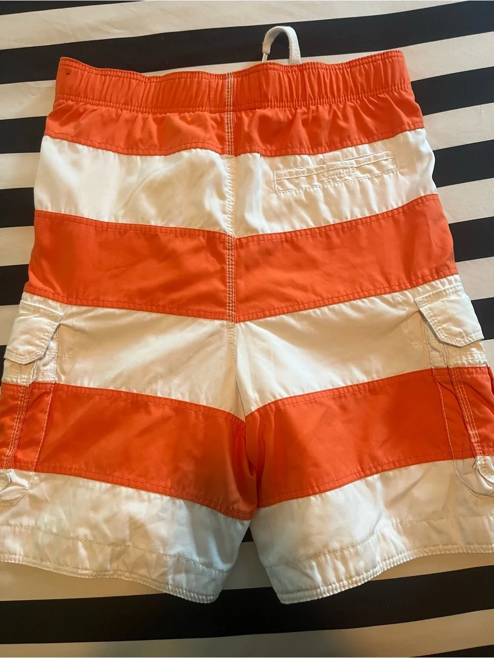 Abercrombie & Fitch Swim Trunks with Orange and White Stripes…
